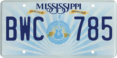 MS license plate BWC785