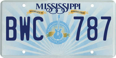 MS license plate BWC787