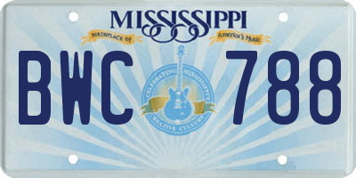 MS license plate BWC788