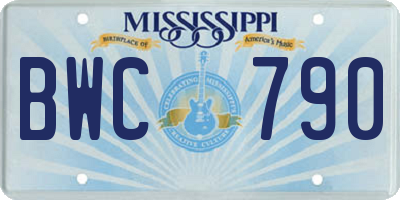 MS license plate BWC790