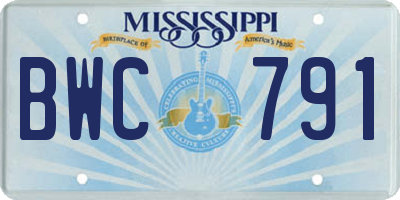 MS license plate BWC791