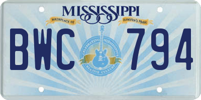 MS license plate BWC794