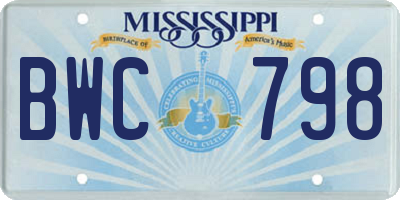 MS license plate BWC798