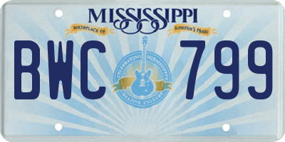 MS license plate BWC799