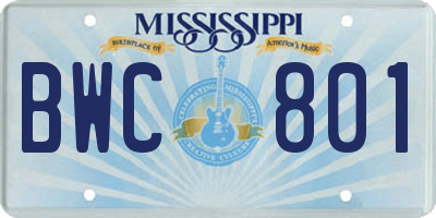 MS license plate BWC801