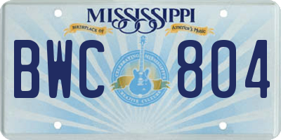MS license plate BWC804