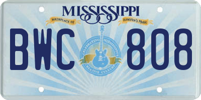 MS license plate BWC808