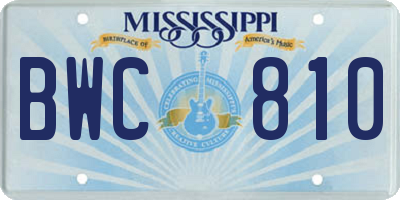 MS license plate BWC810