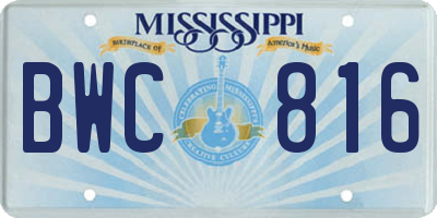 MS license plate BWC816