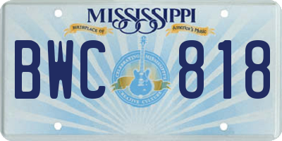 MS license plate BWC818