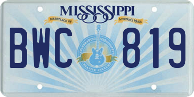 MS license plate BWC819