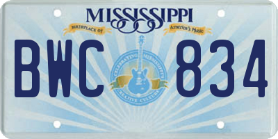 MS license plate BWC834