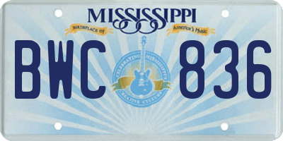 MS license plate BWC836
