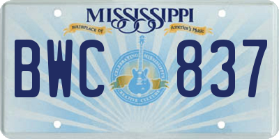MS license plate BWC837