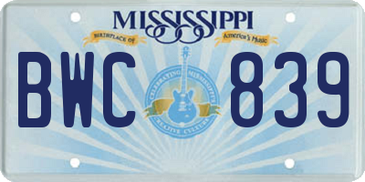MS license plate BWC839