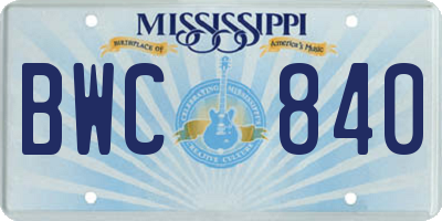 MS license plate BWC840