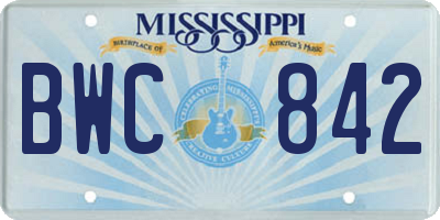 MS license plate BWC842