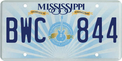 MS license plate BWC844