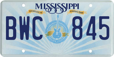 MS license plate BWC845