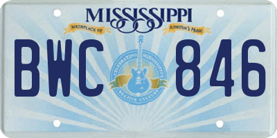 MS license plate BWC846