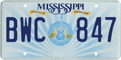 MS license plate BWC847