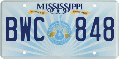 MS license plate BWC848