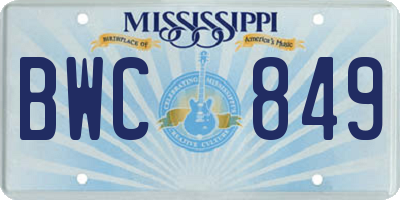 MS license plate BWC849