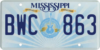 MS license plate BWC863