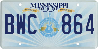MS license plate BWC864