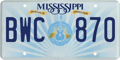 MS license plate BWC870