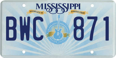 MS license plate BWC871