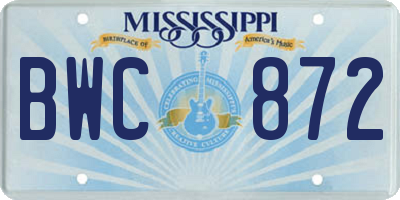 MS license plate BWC872