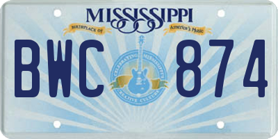 MS license plate BWC874