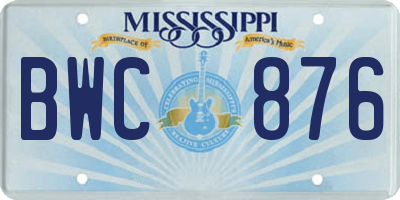 MS license plate BWC876