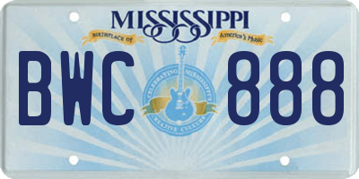 MS license plate BWC888
