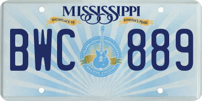 MS license plate BWC889