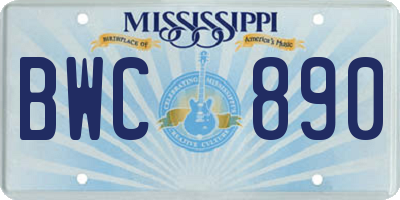 MS license plate BWC890