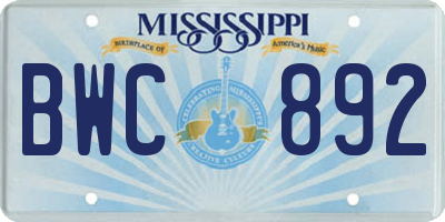 MS license plate BWC892