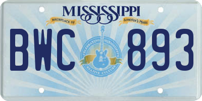 MS license plate BWC893
