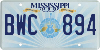 MS license plate BWC894