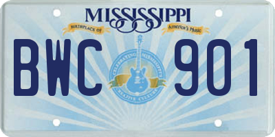 MS license plate BWC901