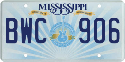 MS license plate BWC906