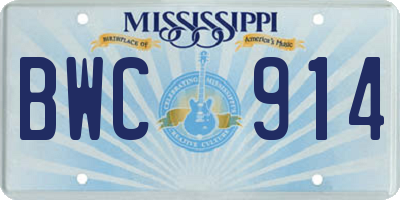 MS license plate BWC914
