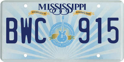 MS license plate BWC915