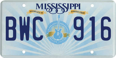 MS license plate BWC916