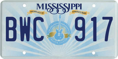 MS license plate BWC917