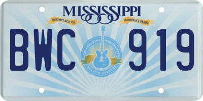 MS license plate BWC919