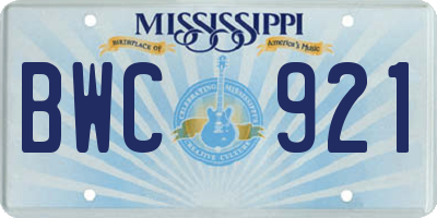 MS license plate BWC921