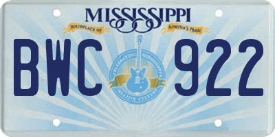 MS license plate BWC922