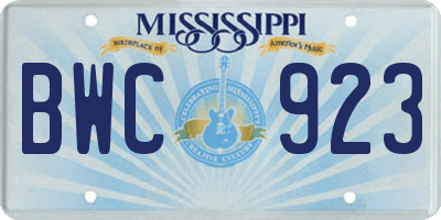 MS license plate BWC923